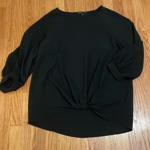 Gibson high-low hem long sleeve black blouse size large